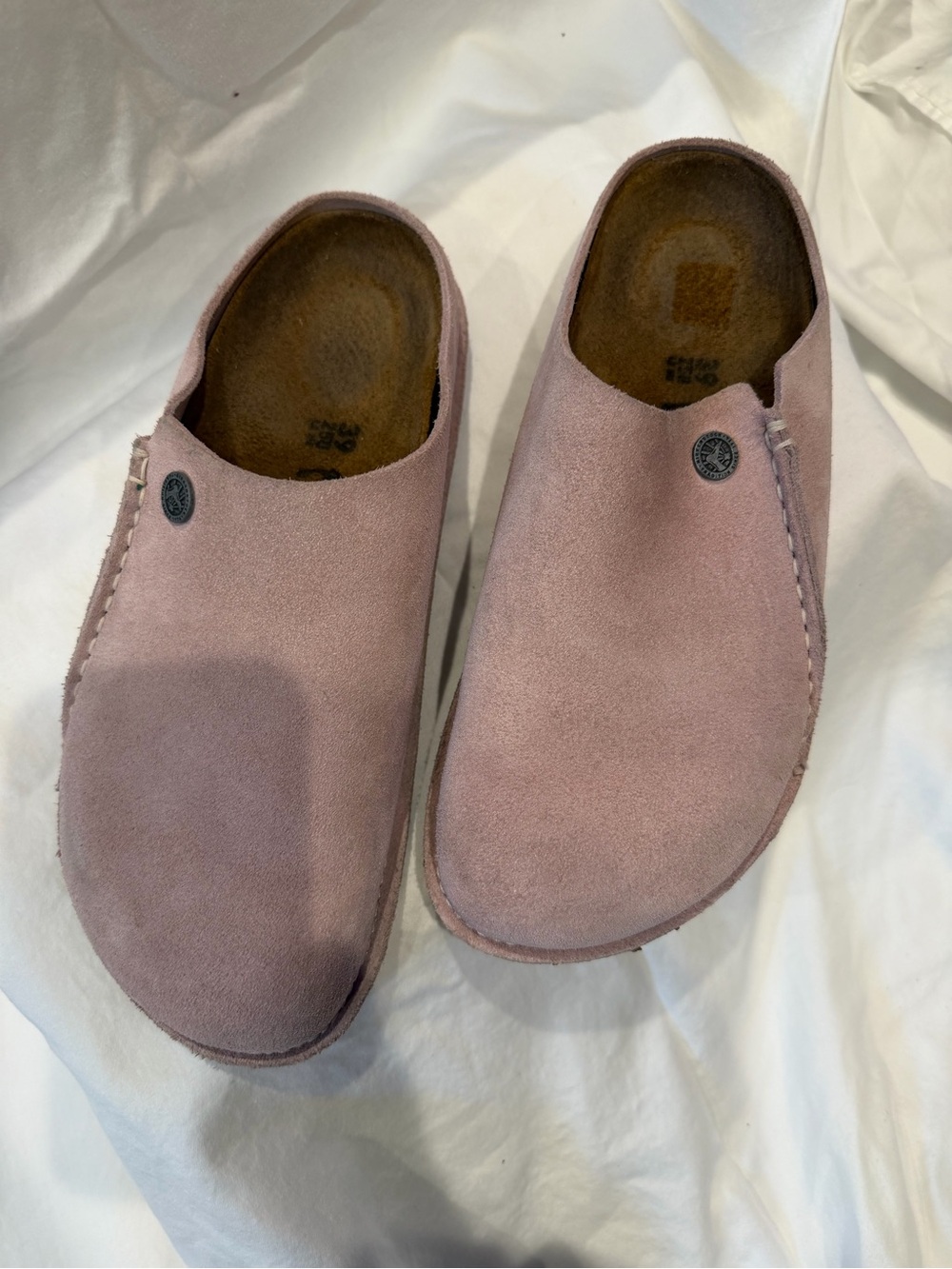 Birkenstock Suede Clog Mules in Dusty Pink